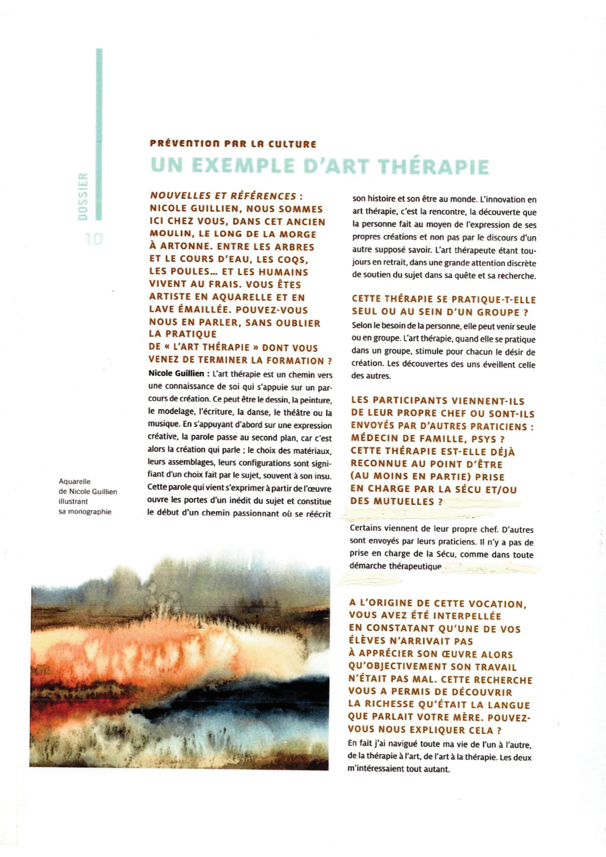 article art thérapie